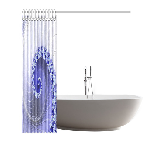 Blue Purple White Fractal Art Spiral aa Shower Curtain 72"x72"