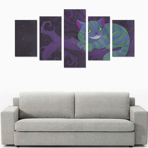 Cheshire Cat Sitting on a Branch on the Fairy Fore Canvas Print Sets C (No Frame)