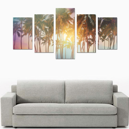 Serenity Tropical Beach Canvas Print Sets C (No Frame)