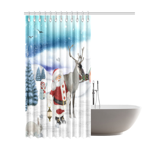 Christmas, Santa Claus with reindeer Shower Curtain 69"x84"