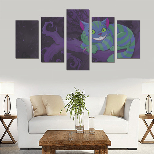 Cheshire Cat Sitting on a Branch on the Fairy Fore Canvas Print Sets C (No Frame)