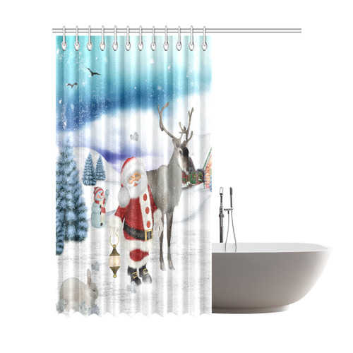 Christmas, Santa Claus with reindeer Shower Curtain 72"x84"