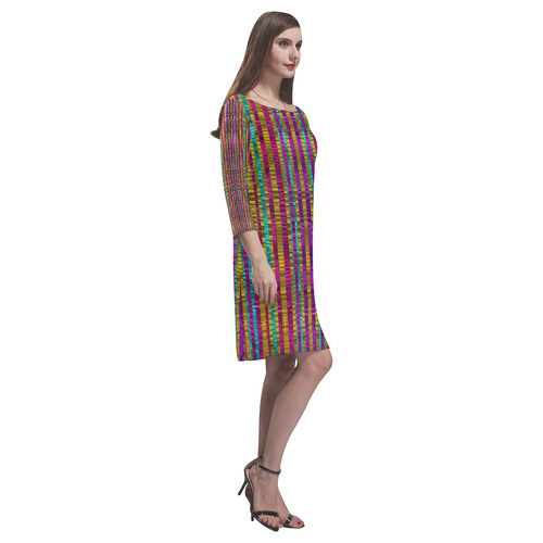 Star fall in  retro peacock colors Rhea Loose Round Neck Dress(Model D22)