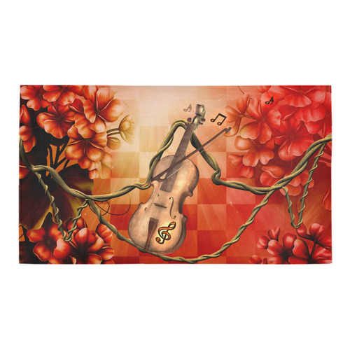 Violin and violin bow with flowers Bath Rug 16''x 28''