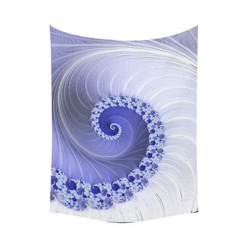 Blue Purple White Fractal Art Spiral aa Cotton Linen Wall Tapestry 80"x 60"