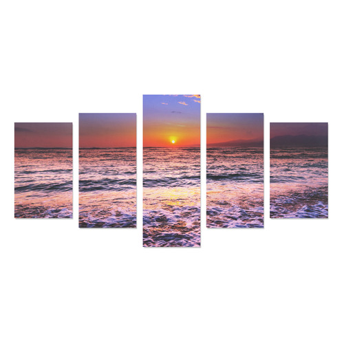 Tropical Beach at Sunset Canvas Print Sets C (No Frame)