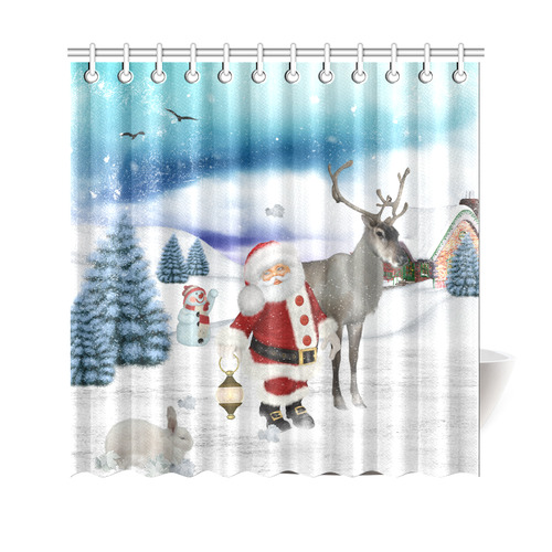 Christmas, Santa Claus with reindeer Shower Curtain 69"x70"
