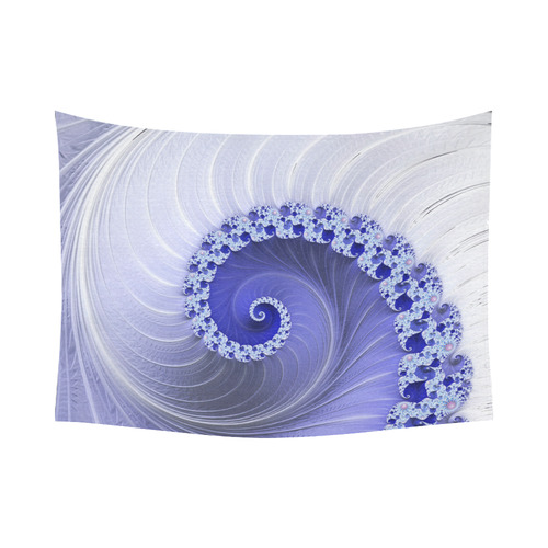 Blue Purple White Fractal Art Spiral aa Cotton Linen Wall Tapestry 80"x 60"