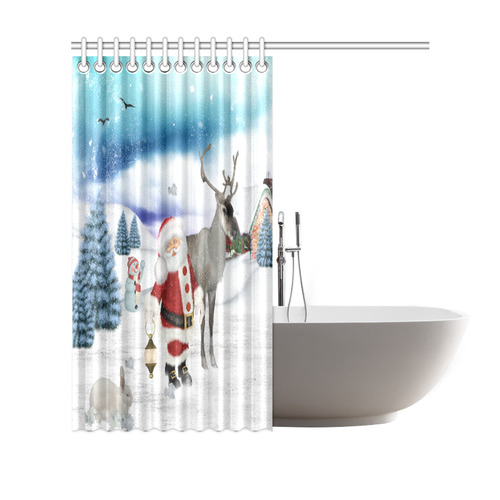 Christmas, Santa Claus with reindeer Shower Curtain 69"x70"