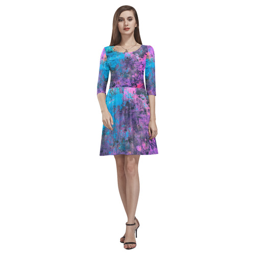 abstraction colors Tethys Half-Sleeve Skater Dress(Model D20)