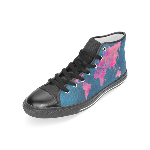 map of the world Women's Classic High Top Canvas Shoes (Model 017)