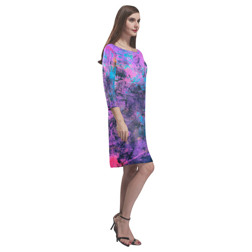 abstraction colors Rhea Loose Round Neck Dress(Model D22)