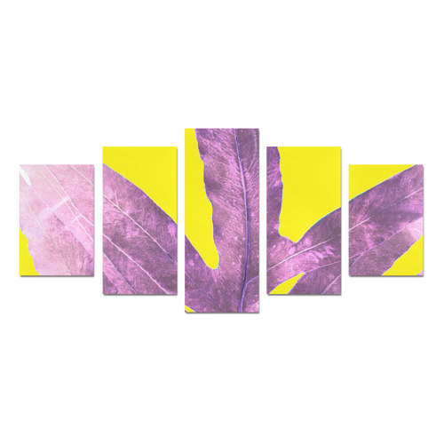 Yellow with Purple Fern Canvas Print Sets D (No Frame)