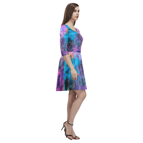 abstraction colors Tethys Half-Sleeve Skater Dress(Model D20)