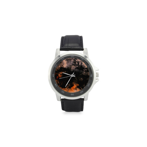 abstraction colors Unisex Stainless Steel Leather Strap Watch(Model 202)