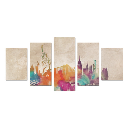 New York City skyline 1 Canvas Print Sets D (No Frame)