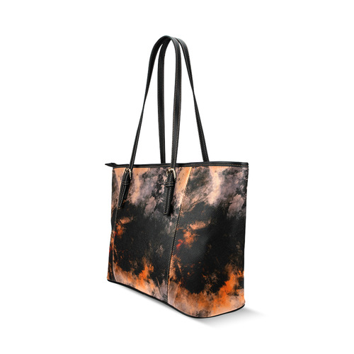 abstraction colors Leather Tote Bag/Large (Model 1640)