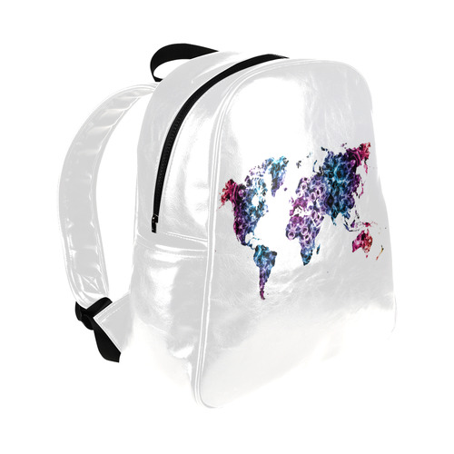 map of the world Multi-Pockets Backpack (Model 1636)