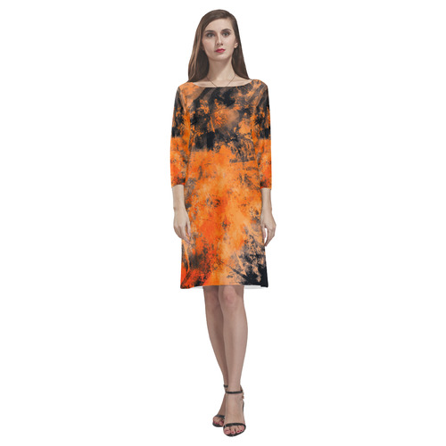 abstraction colors Rhea Loose Round Neck Dress(Model D22)