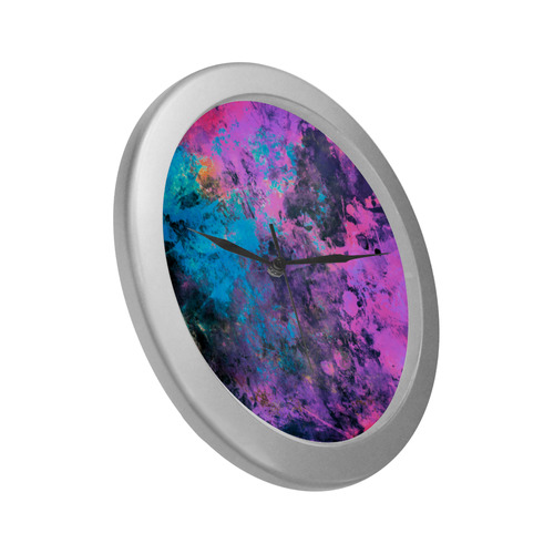 abstraction colors Silver Color Wall Clock