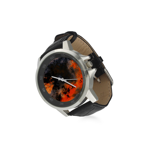 abstraction colors Unisex Stainless Steel Leather Strap Watch(Model 202)