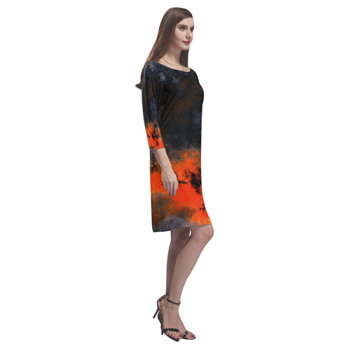 abstraction colors Rhea Loose Round Neck Dress(Model D22)