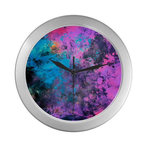 abstraction colors Silver Color Wall Clock