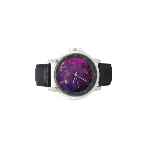 abstraction colors Unisex Stainless Steel Leather Strap Watch(Model 202)