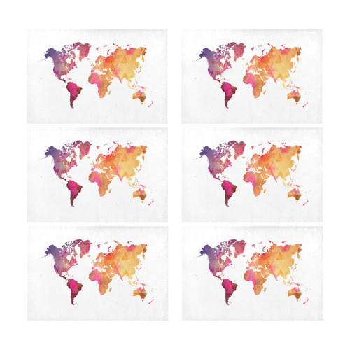 map of the world Placemat 12’’ x 18’’ (Six Pieces)