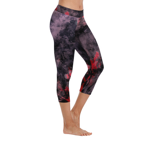 abstraction colors Women's Low Rise Capri Leggings (Invisible Stitch) (Model L08)