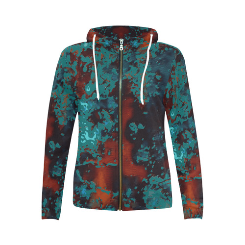 Thea All Over Print Full Zip Hoodie for Women (Model H14)