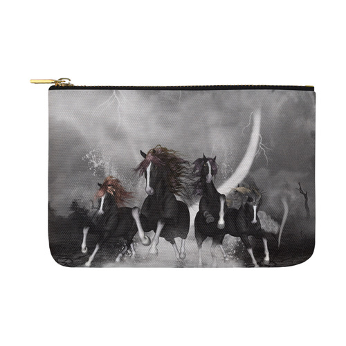 Awesome running black horses Carry-All Pouch 12.5''x8.5''