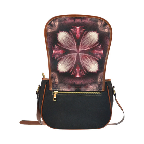 burgundy fractal saddle bag Saddle Bag/Small (Model 1649)(Flap Customization)