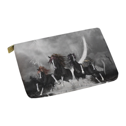 Awesome running black horses Carry-All Pouch 12.5''x8.5''