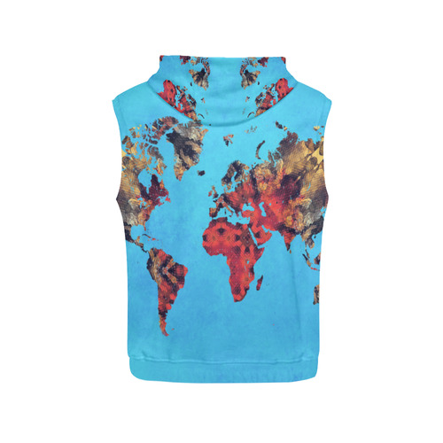 map of the world All Over Print Sleeveless Hoodie for Men (Model H15)