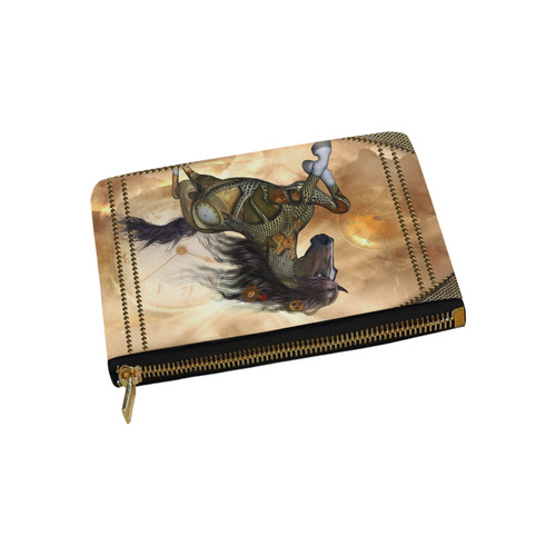 Aweseome steampunk horse, golden Carry-All Pouch 9.5''x6''