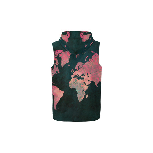 map of the world All Over Print Sleeveless Zip Up Hoodie for Kid (Model H16)