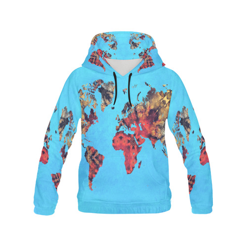 map of the world All Over Print Hoodie for Men (USA Size) (Model H13)
