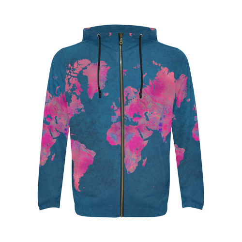 map of the world All Over Print Full Zip Hoodie for Men (Model H14)