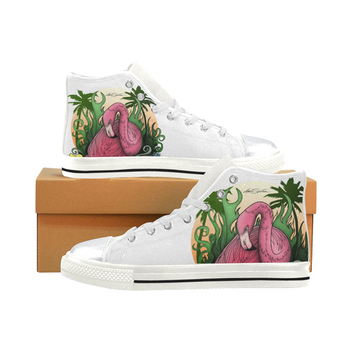 Flamingo High Top Canvas Shoes for Kid (Model 017)