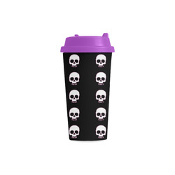 Pink Neon Skull Rows Double Wall Plastic Mug