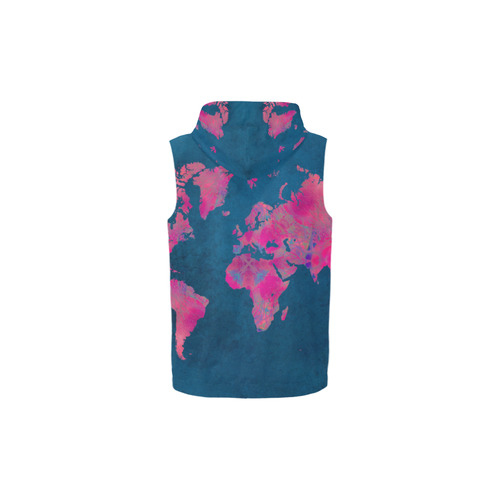 map of the world All Over Print Sleeveless Zip Up Hoodie for Kid (Model H16)