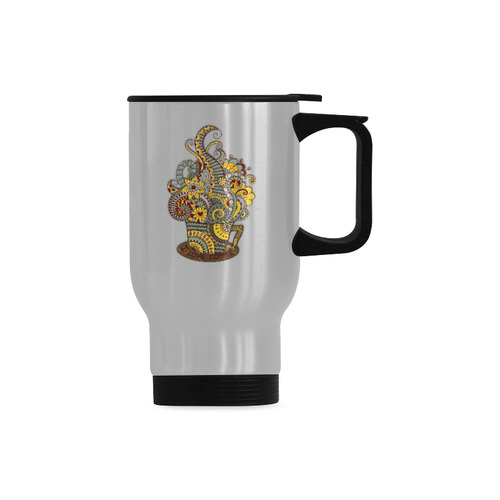 I love coffee Travel Mug (Silver) (14 Oz)