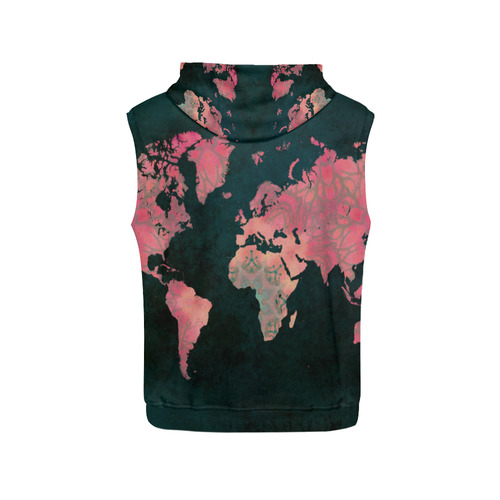 map of the world All Over Print Sleeveless Hoodie for Men (Model H15)