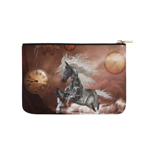Amazing steampunk horse, silver Carry-All Pouch 9.5''x6''