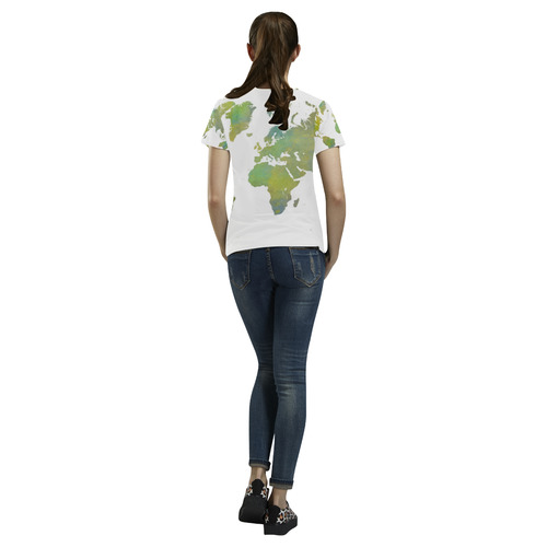 map of the world All Over Print T-Shirt for Women (USA Size) (Model T40)