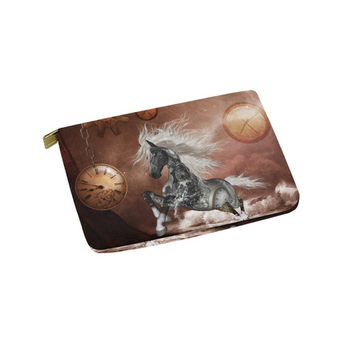 Amazing steampunk horse, silver Carry-All Pouch 9.5''x6''