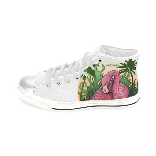 Flamingo High Top Canvas Shoes for Kid (Model 017)