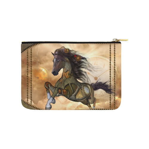 Aweseome steampunk horse, golden Carry-All Pouch 9.5''x6''