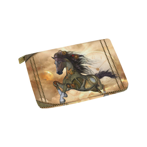Aweseome steampunk horse, golden Carry-All Pouch 9.5''x6''
